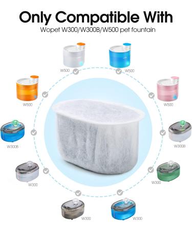 WOPET 4 Pack Replacement Filters Compatible with W300 &W300B &W500 Cat Water Fountain  67oz/2L Automatic Pet Water Fountain  Super Quiet Dog Water Dispenser 4pcs - Buy Online on SooperMarket.com