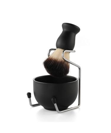 CCbeauty Shaving Brush Kit for Men 3-in-1 Shaving Brush and Bowl Set Stainless Steel Shaving Stand and Soap Bowl Traditional Wet Close Shaving Kit Men Manual Shaving Cleaning Tool Easy to Clean Black