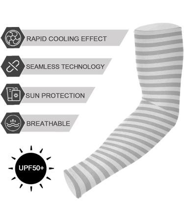 Grey Striped Compression Arm Sleeve - UPF 40+ Sun Protection for Men & Women - Buy Online on SooperMarket.com