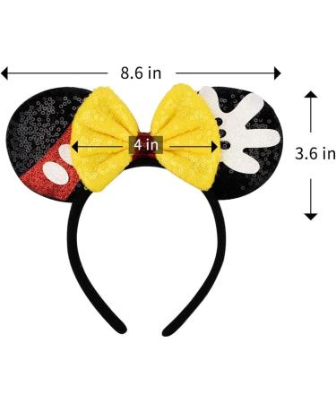 Mouse Ears Bow Headbands Shiny Bows Glitter Party Decoration Cosplay Costume for Kids Girls Women Princess Party Decorations Cosplay (Black+Yellow) 2 - Buy Online on SooperMarket.com