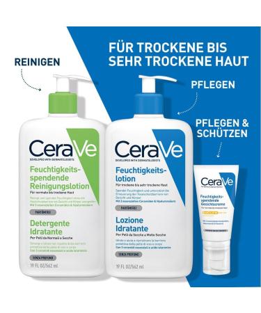 Cerave Moisture Lotion for Body & Face - Hydrating Lotion for Dry Skin with Hyaluronic Acid & Ceramides - 562 ml (1 Pack) - Buy Internationally - Buy Online on SooperMarket.com