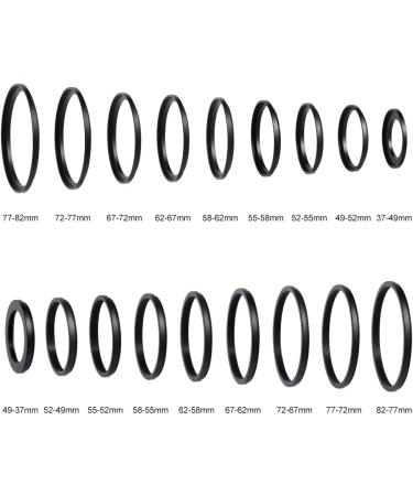 K&F Concept 18-Piece Filter Ring Adapter Kit - Metal Stepping Rings Set for Camera Lens Filters (Black) - Buy Online on SooperMarket.com