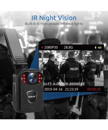 BOBLOV KJ21 Body Camera | 1296P | Memory Expand up to 128G | 8-10Hours Recording | Lightweight & Easy to Use | Clear Night Vision | Police Body Camera - Buy Online on SooperMarket.com