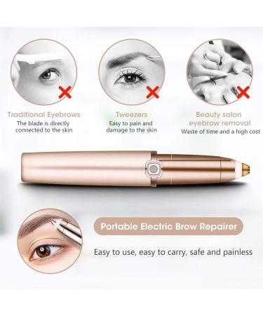 Eyebrow Hair Remover | Painless Precision Trimmer for Women | Portable Razor Tool with Light - Gold | Fast International Shipping - Buy Online on SooperMarket.com