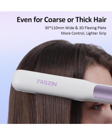 Faszin Ionic Titanium Hair Straightener | Fast Heat Up Flat Iron with LCD Display | 2 in 1 Styling Tool for Smooth & Shiny Hair (White) - Buy Online on SooperMarket.com