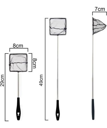 Small Pond Fishing Net with Telescopic Handle - Stainless Steel Aquarium Fish Net for Cleaning and Catching Tiny Fish and Shrimp - Black Square Net - Buy Online on SooperMarket.com