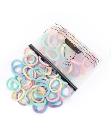 Laicky 100 Pcs Hair Ties for Women Girls Fabric Elastic Hair Ties for Thick Thin and Curly Hair Seamless Hair bands Rubber Bands Ponytail Pigtails Holders Not Harm to Hair (8mm,1.6”) (Macarone)