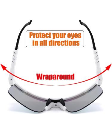 FEISEDY Wraparound Sports Sunglasses | Rainbow-Mirror Shield | Adjustable Legs | 75mm Lens - Buy Online on SooperMarket.com