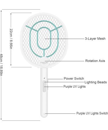Faicuk Foldable Bug Zapper Racket - Rechargeable Electric Fly Swatter 1 Pack - Buy Online on SooperMarket.com