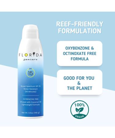 Florida Glow Coconut Scented SPF 15 Spray Sunscreen 2-Pack | Lightweight & Quick Drying | Broad Spectrum UVA/UVB Protection | Oxybenzone & Octinoxate Free - Buy Online on SooperMarket.com