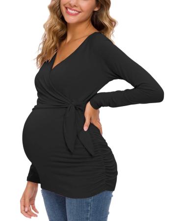 Love2Mi Women Maternity Breastfeeding Top - Long Sleeve V-Neck - Black - Size L - Buy Online on SooperMarket.com