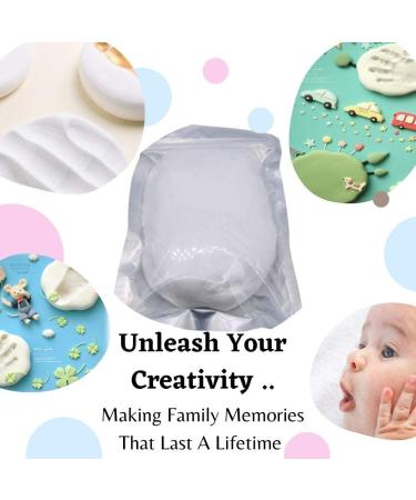 150g Air Dry Clay Baby Footprint Handprint Kit - Non-Toxic, Food Grade, Ultra Light, Soft Foam - DIY Keepsake Maker and Ideal Baby Gift - White - Buy Online on SooperMarket.com