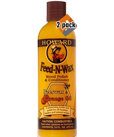 Howard Products FW0016 Feed-N-Wax Wood Polish and Conditioner Beeswax & 16 oz orange 16 Fl Oz New Version