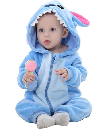 TMEOG Baby Romper Hooded Jumpsuit | Unisex 6-12 Months | Blue Star Design | Autumn Winter Flannel Clothing - Buy Online on SooperMarket.com