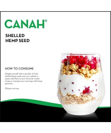 Canah Natural Hemp Seed Raw Shelled (Hulled) Hearts 500 g Vegan High in Protein Fiber Omega 3 & Omega 6 Amino Acids Vitamins and Minerals Certified Kosher + Free Bonus Recipes 500g - Buy Online on SooperMarket.com