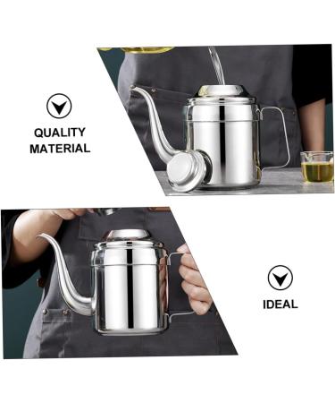 MAGICLULU Oil Can Gooseneck Kettle Olive Oil Decanter Soy Sauce Dispenser Containers Salad Oil Dispenser Bacon Container Olive Oil Jar Sturdy Vinegar Cruet Stainless Steel Storage Seasoning 13X6X6CM As Shown - Buy Online on SooperMarket.com
