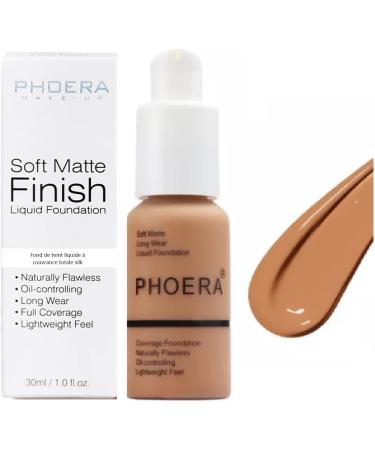 Phooera Fulll Coverage Liquid foundation Matte Finish Concealer Long wear 24hrs Oil Controlling Naturally Flawless Lightweigt Feel Buildable (108 TAN) - Buy Online on SooperMarket.com