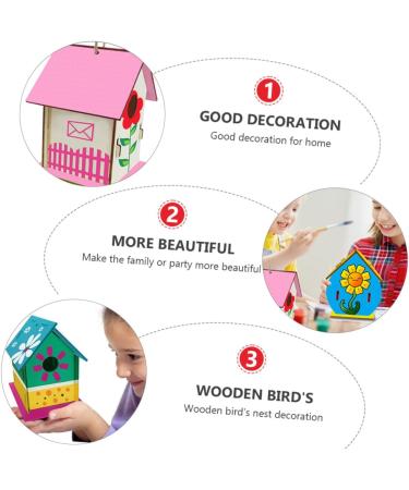 Unomor 2-Station DIY Wooden Bird Nest & House for Little Birds - Unfinished Birdhouses for Crafting - Buy Online on SooperMarket.com
