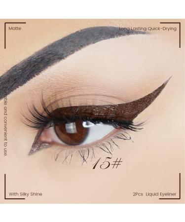 Dark Brown Coffee Liquid Eyeliner Set - Waterproof Colored Eye Liners for Women - Stamps Shapes, 2Pcs - Delineadores de Colores para Ojos - Long-Lasting Formula - Pack of 1 - Buy Online on SooperMarket.com
