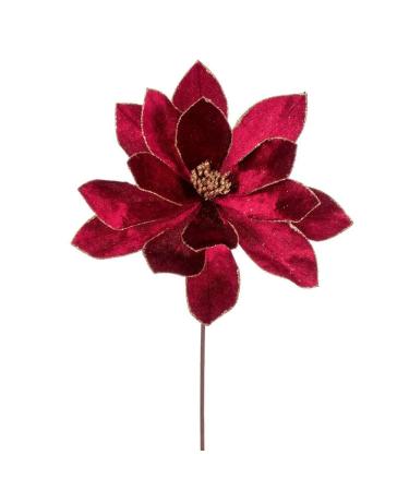 Vickerman 705322-22" Burgundy Velvet Sheen Glitter Trim Poinsettia Spray (4 Pack) (RG223365)
