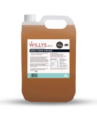 WILLY'S Pickling Apple Cider Vinegar with Live Mother - Probiotics For Detox & Gut Health - 5L Jerry Can - Sustainable ACV 5 l (Pack of 1)