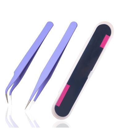 Arvakr 2 Pieces Sticker Tweezers , Cute Craft Tweezers for Stickers , Scrapbooking , Vinyl , Lashes , Electronics , Purple
