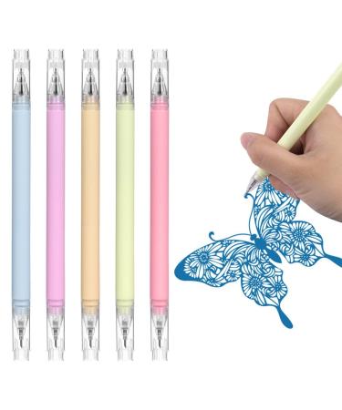 AUAUY Knife Pen Craft Cutting Tools, 5PCS Double Head Cutting Gel Pen with Writable Nib, Utility Knife Pen, Creative Precision Paper Cutting Carving Tools, for DIY Project & Art Hobby