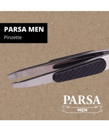 Parsa Men Professional Tweezers 9.6 cm | Sloping Grip Eyebrow Plucking Tool - Precision Hair Removal - Buy Online on SooperMarket.com