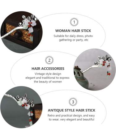 STOBOK 1pc Leaf Flower Metal Hair Stick Vintage Hair Forks Vintage Hair Accessories Vintage Hair Chopstick Chignon Pin Japanese Hair Accessories Hair Cape China Agate Women's Alloy - Buy Online on SooperMarket.com