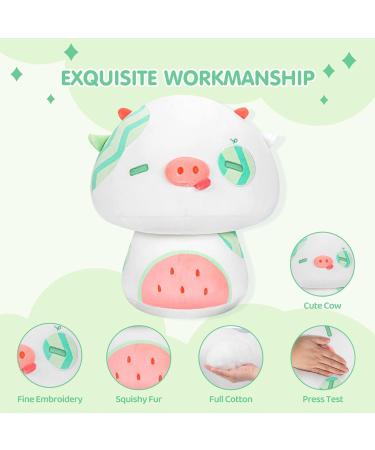 Mewaii 14 Soft Watermelon Cow Mushroom Pillow Stuffed Animal Plush - Cuddly White Cow Toy for Kids | 14 Inch - Buy Online on SooperMarket.com