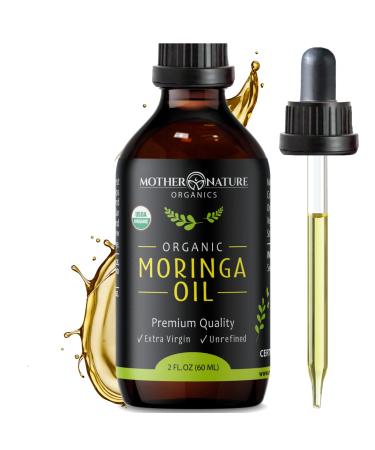 Moringa Oil - USDA Certified Organic 100% Pure Cold Pressed & Unrefined Gluten Free Oil (2oz) - Natural Moisturizer for Skin Face Body & Hair - Non-GMO & Vegan