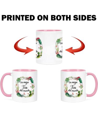 YHRJWN Best Aunt Ever Gifts La Mejor Tia Del Mundo Gifts in Spanish Aunt Gifts from Niece Nephew Christmas Mothers Day Birthday Gifts for Aunt Tia Best Tia Ever Gifts Aunt Coffee Mug 11 Oz White-pink Handle - Buy Online on SooperMarket.com