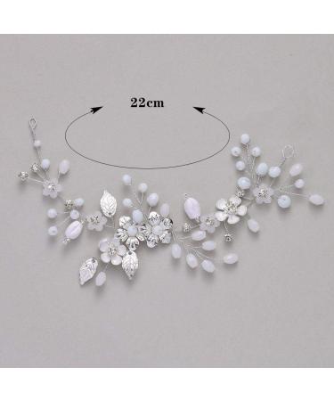 Unicra Silver Wedding Hair Vine - Rhinestone Flower Headpiece with Pearls | Bridal Hair Jewelry for Bridesmaid & Women - Buy Online on SooperMarket.com
