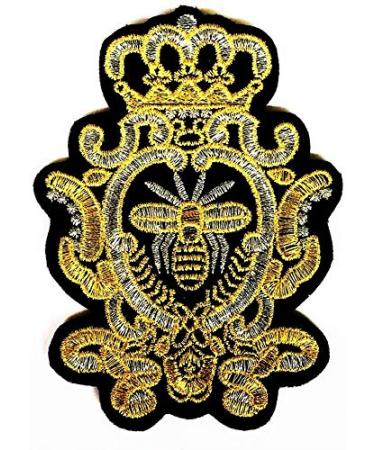 Nipitshop Patches Gold Golden Crown Bee Design Beautiful Patch Sew Iron on Badge Patch for Cloth Decoration Happy Birthday Gift (Bee18)