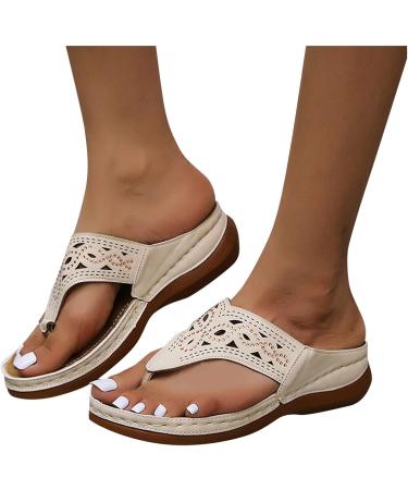 Willisos Women's Arch Support Orthopedic Sandals - Beige, Size 8, Clip Toe Flip Flops - Buy Online on SooperMarket.com