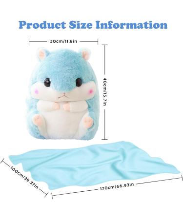 Muziri Kinokoo Hamster Plush Pillow Blanket - Soft Nap Blanket & Toy Blanket in Blue - Buy Online on SooperMarket.com