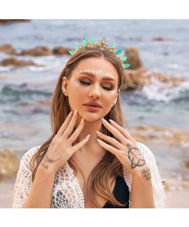 Green Quartz Crown Tiara Headband | Gold Leaf Woodland Fairy Hairband - Buy Online on SooperMarket.com