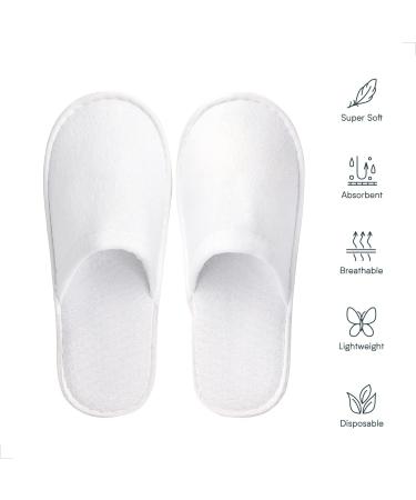 6 Pairs White Disposable Spa Slippers | Summer Cotton, Non-Slip, Breathable | Men and Women - Great for Hotel Guests and Travel - Buy Online on SooperMarket.com