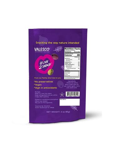 Valesco OLive 2 Snack Pitted Olives Variety Pack 6 Flavors 3 oz (12 Pouches) - Buy Online on SooperMarket.com