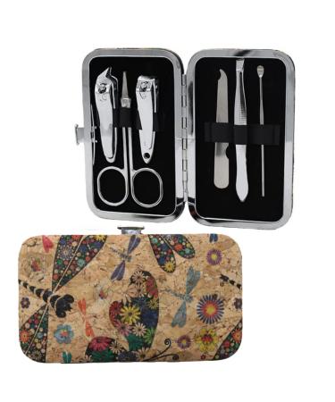Cork Manicure Pedicure Kit 6 Pieces Stainless Steel Nail Scissors and Cuticle Tools Set with Eco-Friendly Cork Box