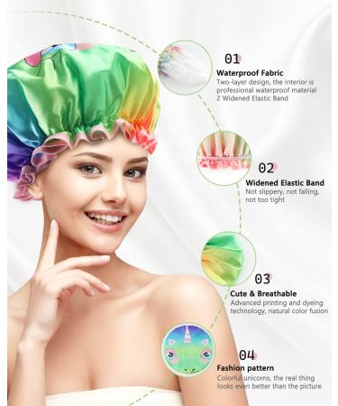 Mikimini Unicorn Shower Hood for Women & Kids - Reusable Double Waterproof Soft PVC Lining 2-Pack - Buy Online on SooperMarket.com
