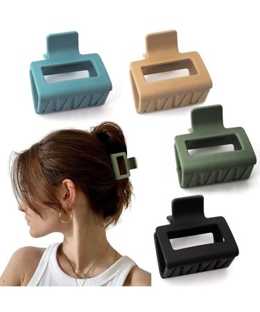 Bmobuo 4 PCS Hair Clips Hair Claw Clips 2" Matte Hair Clips for Thick Hair Square Claw Clips Hair Claw Hair Clips for Thick Hair Cute Hair Clips Hair Clips for Women Square Hair Clips Cool