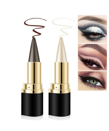 Aaiffey 2 Colors Gel Eyeliner Set - Waterproof Smudge Proof Eye-liner Pencil for Women - Long-Lasting Matte Black Eyeliner Stick - Silver and Brown Shades - Buy Online on SooperMarket.com
