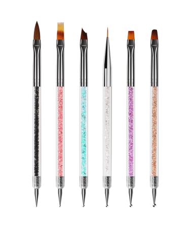 Nailart liner brush set 6 partly double -sided nail art painting pencils pulling lines paint pen nail puncture tools set for gel nails DIY nail art designs