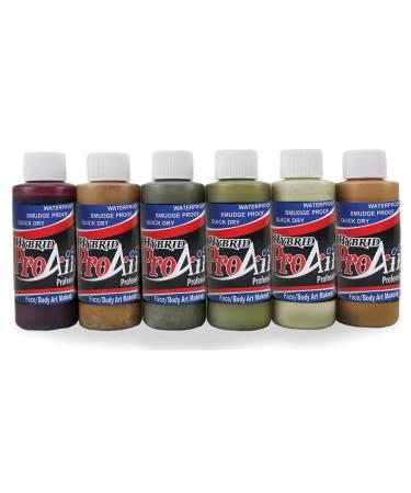 Face Painting Makeup - ProAiir Water Resistant Makeup - Set of 6 Ghoulish Zombie Colors - 1 oz (30ml) 1 Ounce