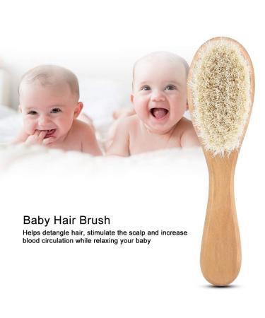 Soft Natural Goat Baby Hair Brush and Infant Head Massage Comb with Wooden Handle - Buy Online on SooperMarket.com