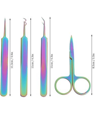 4-Piece Stainless Steel Nail Art Tool Set - Curved & Straight Tweezers Nail Scissors Rhinestone Picker for Eyelash Extensions - Buy Online on SooperMarket.com