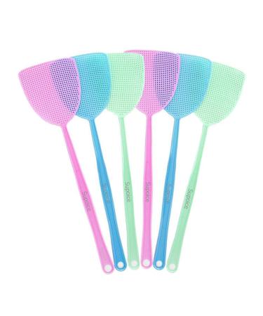 6 Pack Fly Swatter Manual Swat Pest Control Plastic with Long Handle Assorted Sweet Colors