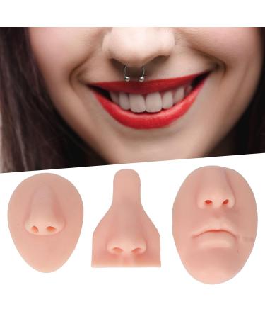 Silicone Nose Mouth Model Set | 3D Soft Practice Nose for Suture Teaching | Reusable Display Mold for Earrings | Light Skin Color - Buy Online on SooperMarket.com