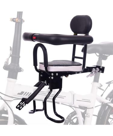 Front Bicycle Seat for Child, Front Mounted Child Bicycle Seat with Handrail Seat Belt and Pedal, with Installation Tools (UP to 100 Pound)
